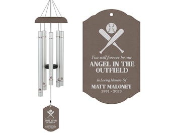 Baseball Memorial Wind Chime | Angel in Outfield Memorial Gift | Baseball Player Sympathy Gift | Son Memorial Gift | Baseball Sympathy Gift