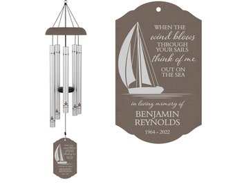 Sailing Memorial Wind Chime | Sailboat Memorial Gift | Boating Memorial Gift | Boat Wind Chime Sympathy Gift | Sailor Bereavement Wind Chime