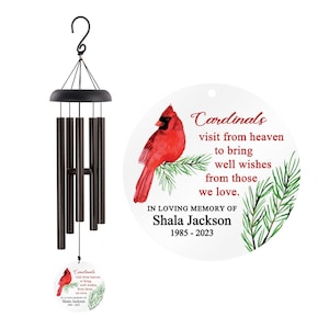 Cardinals Memorial Chime | Cardinal Sympathy Garden Chime | Visit From Heaven Wind Chime Gift | Memory Wind Chime | Bereavement Gift