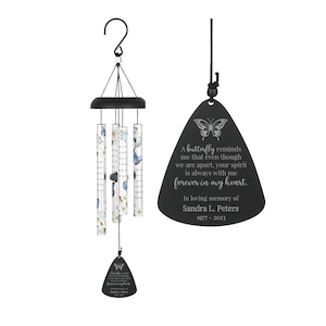 Personalized Forever in My Heart Memorial Butterfly Wind Chime | Custom Sympathy Chime for Loss of Parent | Butterfly Child Loss Wind Chime