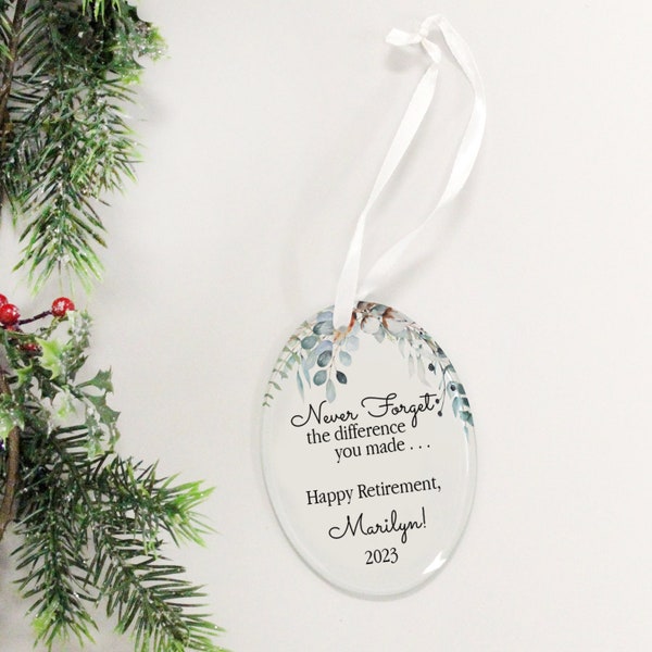 Personalized Retirement Gifts for Women | Floral Retirement Ornament | Coworker Retirement Gift | Nurse Retirement | Retired Christmas Gift