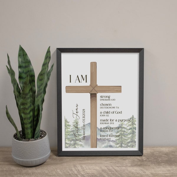 Confirmation Gift for Boys | Bible Verse Cross Wall Sign Personalized Baptism Gift | Christian Confirmation Keepsake | First Communion Gifts