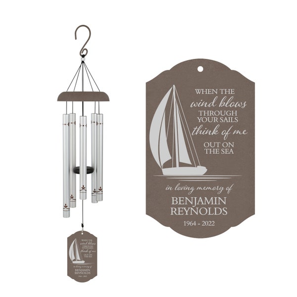 Sailing Memorial Wind Chime | Sailboat Memorial Gift | Boating Memorial Gift | Boat Wind Chime Sympathy Gift | Sailor Bereavement Wind Chime