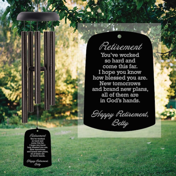 Retirement Wind Chime Gift for Women | Personalized Retirement Wind Chime | Coworker Retirement Gift for Her | Teacher Retirement Gift