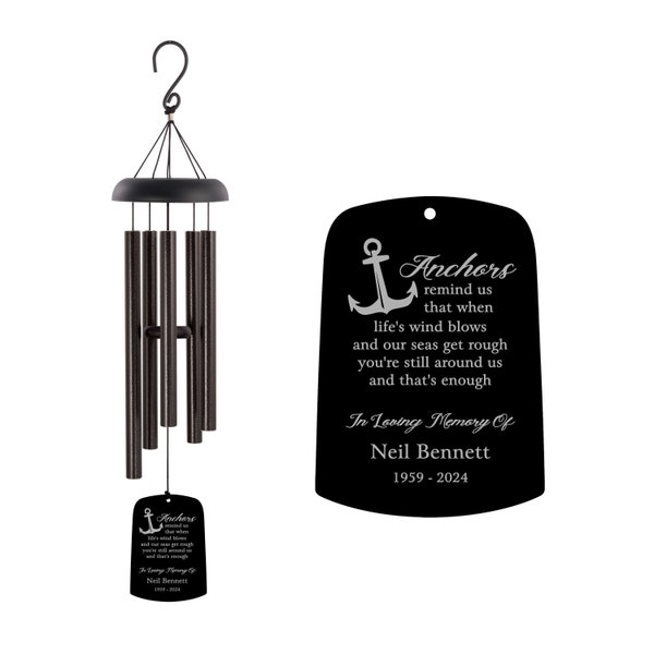 Anchor Memorial Wind Chime | Personalized Nautical In Memory Of Sympathy Wind Chime | Remembrance Wind Chime | Celebration of Life Chime