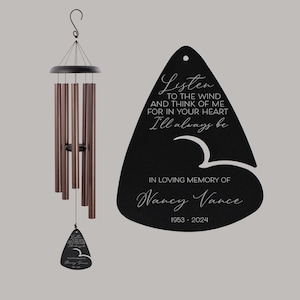 Listen to the Wind Memorial Wind Chime for Outdoors | Personalized Memorial Gift | Sympathy Gifts for Loss of Loved One | In Memory of Chime