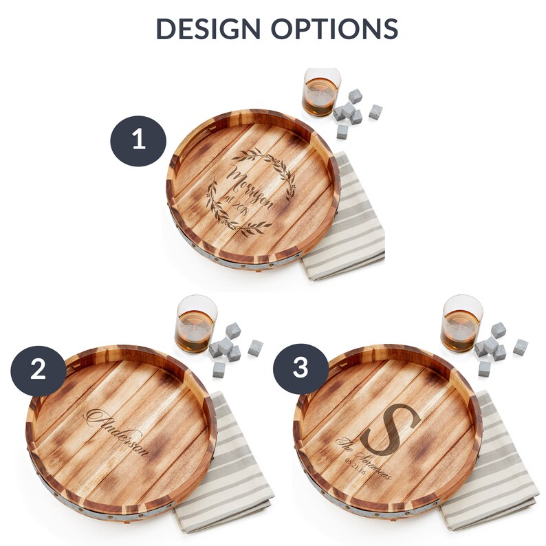 Engraved Round Wood Serving Tray Round Serving Tray with Etsy