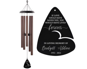 Remembrance Wind Chime | Engraved Memorial Wind Chime | If Love Could Have Saved You Memorial Gift | Custom Wind Chime | Bereavement Gift