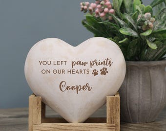 Personalized Pet Memorial Plaque | Engraved Pet Sympathy Gift | You Left Paw Prints on Our Hearts | Dog Memorial Gift | Cat memorial Gift