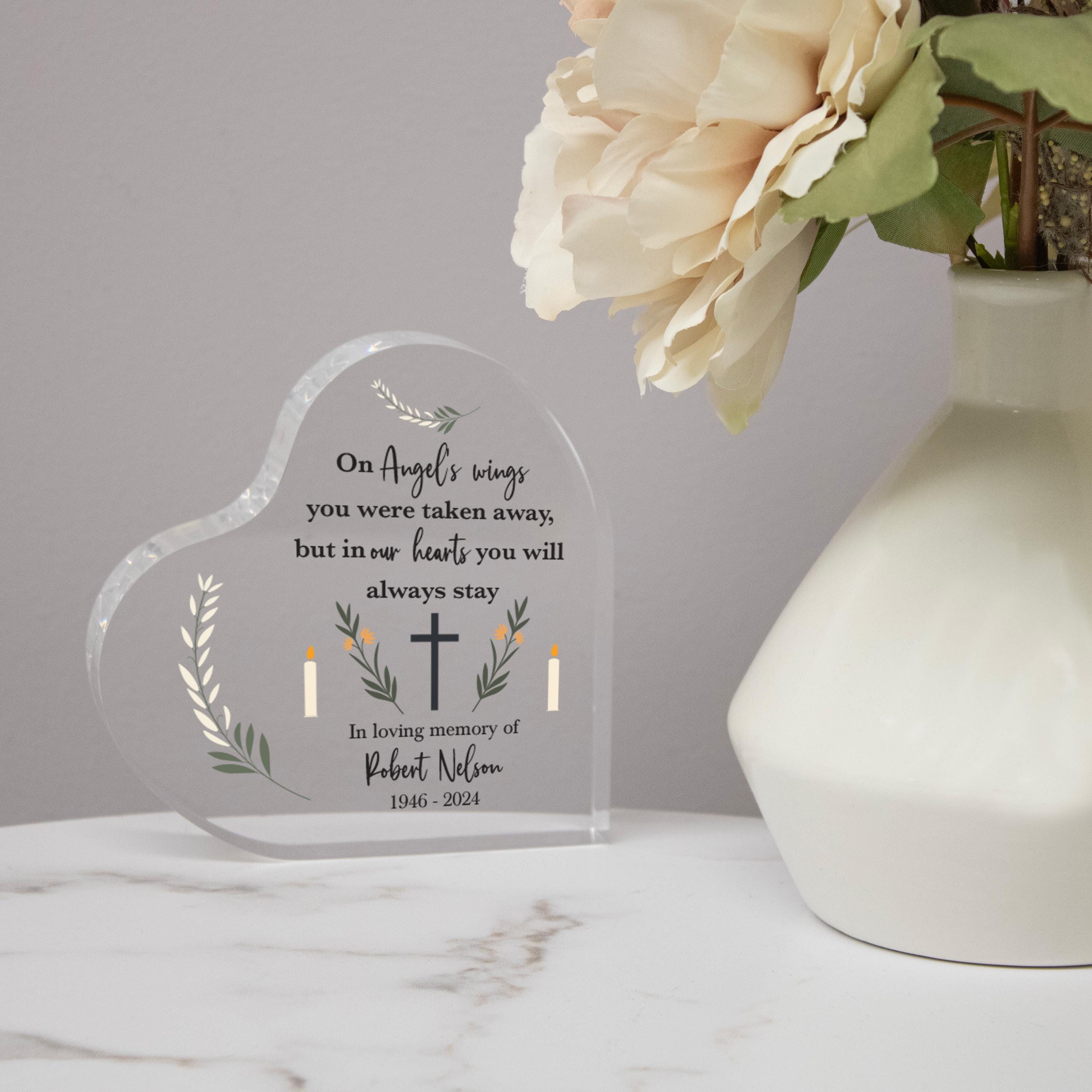 Personalized Memorial Sympathy Gifts Loss In Loving Memory Loved One Dad Father's Day Father Daddy Angel Wings Heart Night Light Up LED Lamp - UK