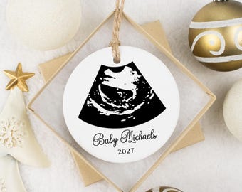 Ultrasound Christmas Ornament | Baby Announcement Gift | Sonogram Keepsake Holiday Decor | Gifts for Mom to Be | Christmas Pregnancy Reveal