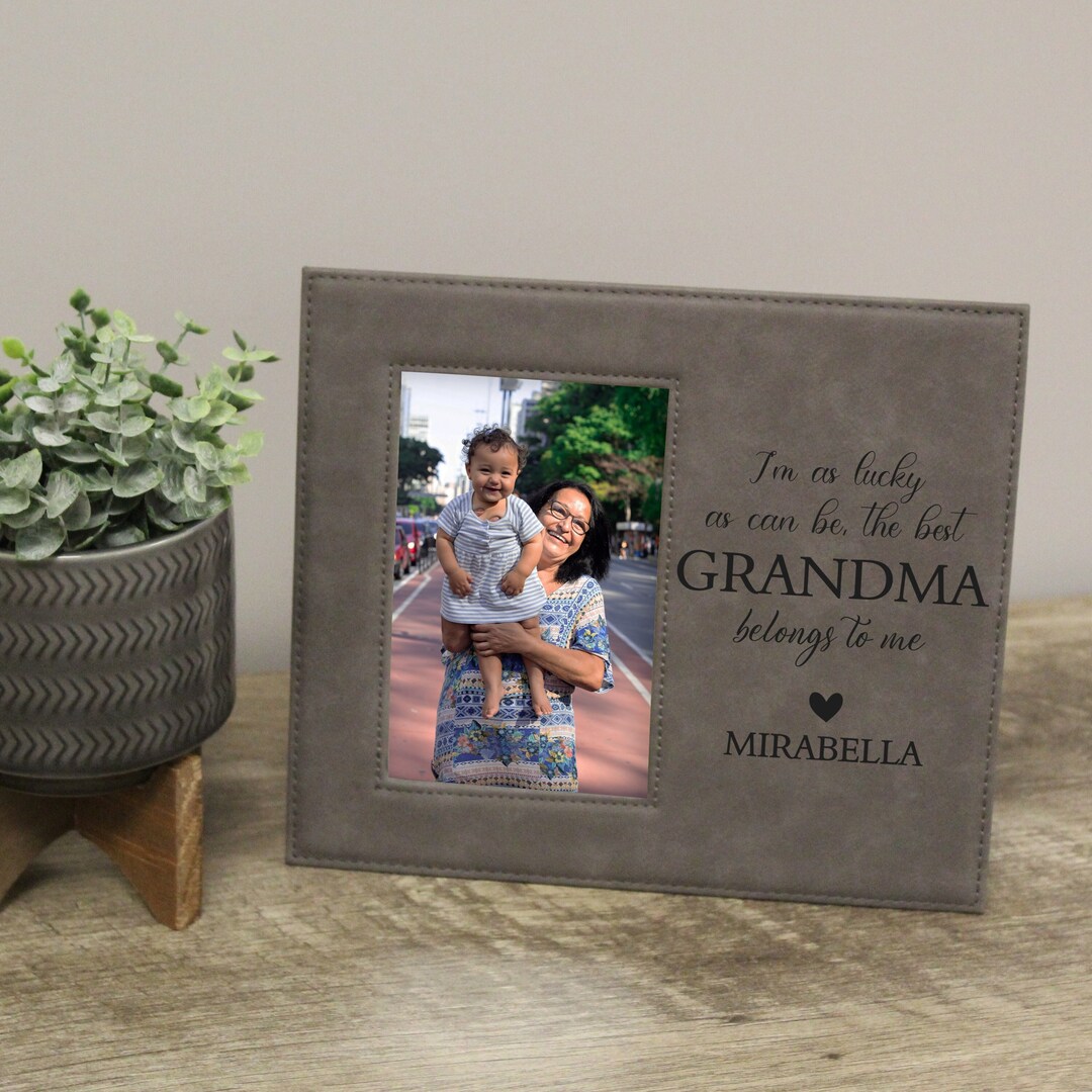 Best Grandma Picture Frame Personalized I'm Lucky as Can Be the Best