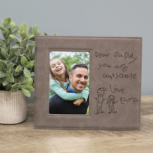Fathers Day Gift from Kids | Kid's Handwriting Picture Frame | Child's Actual Drawing Gift for Dad | Kids Drawing Gfit for Dad | Dad Frame