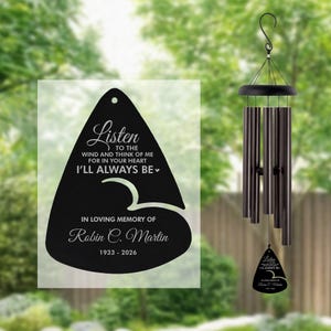 Memorial Listen to the Wind Chime | Sympathy Wind Chime | In Memory of Windchime | Personalized Bereavement Gift | Custom Memorial Gifts