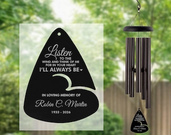 Memorial Listen to the Wind Chime | Sympathy Wind Chime | In Memory of Windchime | Personalized Bereavement Gift | Custom Memorial Gifts