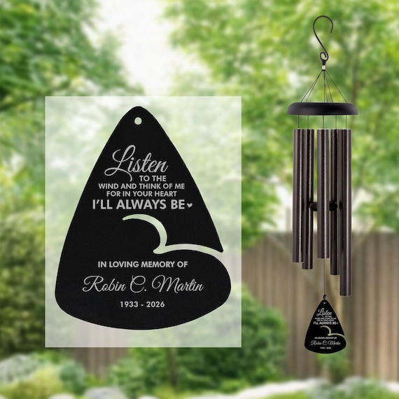 Memorial Listen to the Wind Chime | Sympathy Wind Chime | In Memory of Windchime | Personalized Bereavement Gift | Custom Memorial Gifts