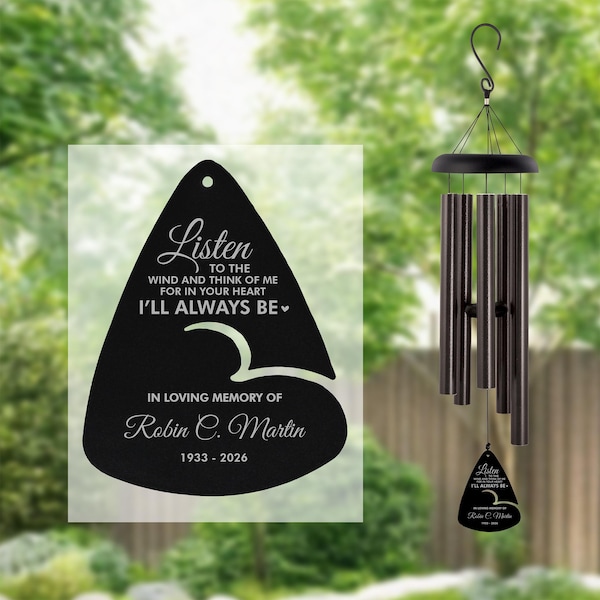 Memorial Listen to the Wind Chime | Sympathy Wind Chime | In Memory of Windchime | Personalized Bereavement Gift | Custom Memorial Gifts