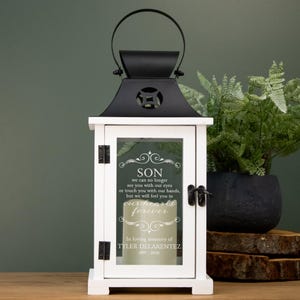 Son Memorial Lantern | Personalized Son Memorial Candle Lantern | Loss of Son Gift | Son Sympathy Gift | Son Remembrance Gift | Son Funeral