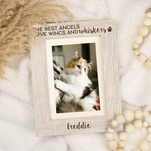 Cat Memorial Picture Frame | Personalized Cat Sympathy Gift | Cat Tribute Picture Frame | Angels Have Whiskers | Custom Cat Loss Gift