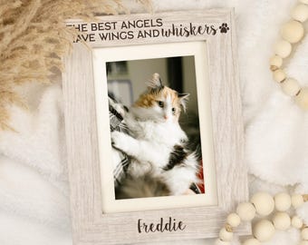 Cat Memorial Picture Frame | Personalized Cat Sympathy Gift | Cat Tribute Picture Frame | Angels Have Whiskers | Custom Cat Loss Gift
