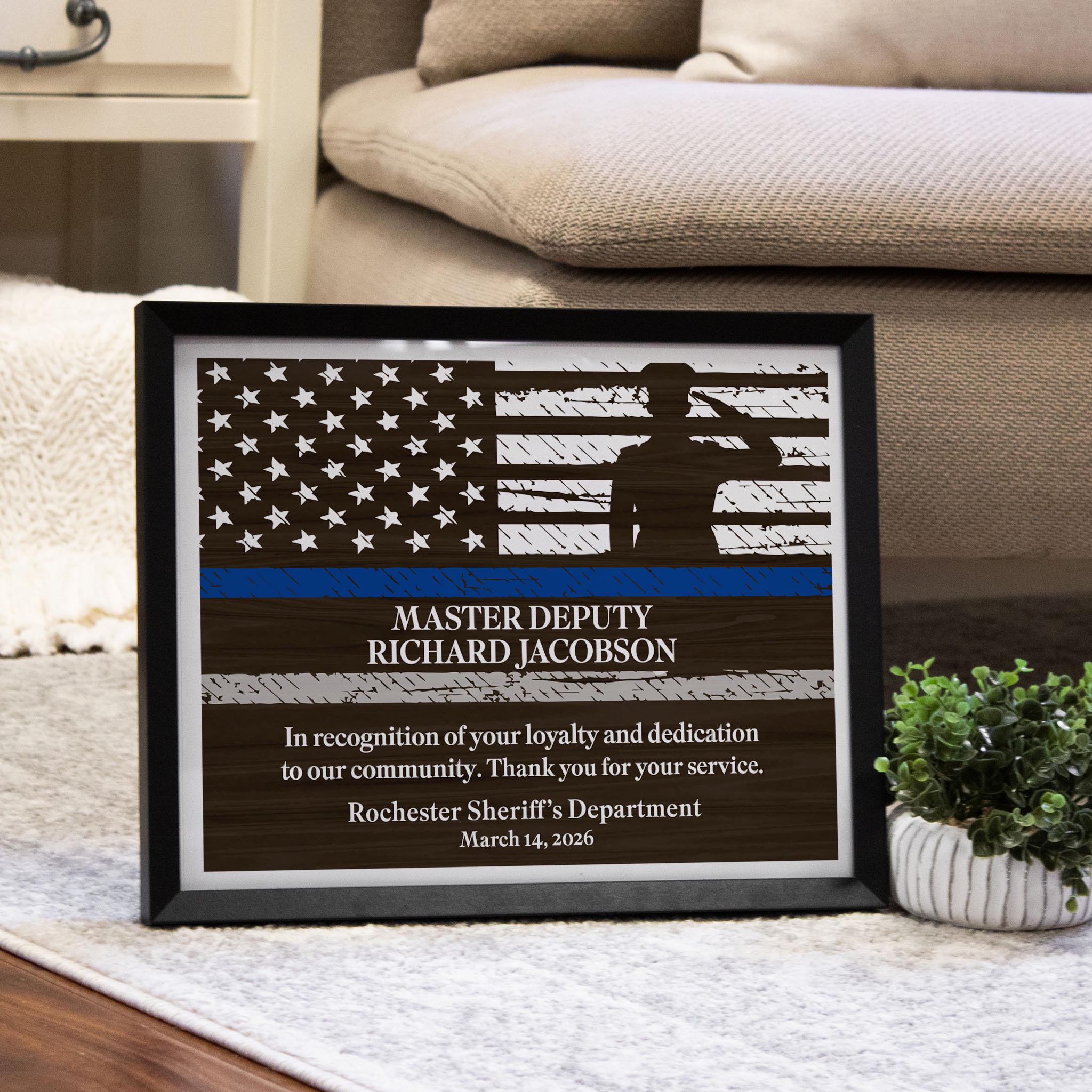 Police Officer Retirement Gift Sign | Personalized Thin Blue Line ...