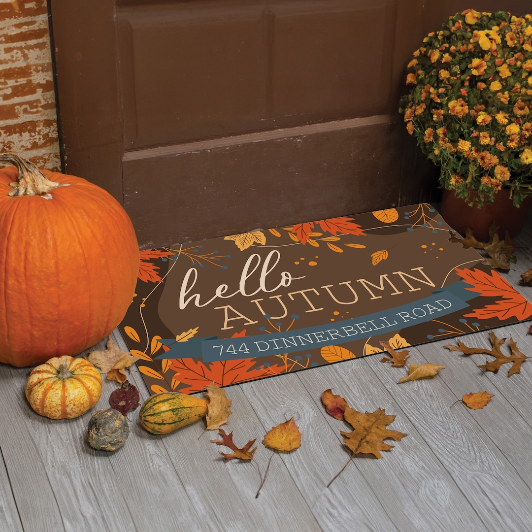 Fall Mat Personalized Fall Door Mat With Home Address Hello