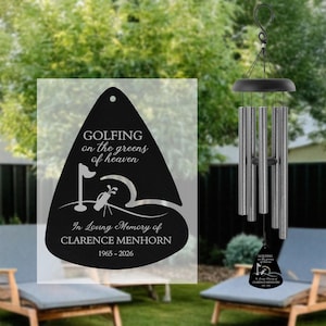 Golf Memorial Gift | Golfing in Heaven Wind Chime | Personalized Memorial Wind Chime | Dad Memorial Wind Chime | Golfing Sympathy Gift Idea