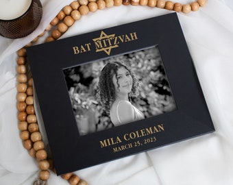 Bat Mitzvah Picture Frame Personalized | Bat Mitzvah Gifts for Girls | Custom Bat Mitzvah Photo Frame | Jewish Picture Frame | Star of David