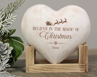 Personalized Christmas Heart Decor, Believe in the Magic of Christmas, Custom Christmas Gift, Holiday Home Decor, Christmas Keepsake