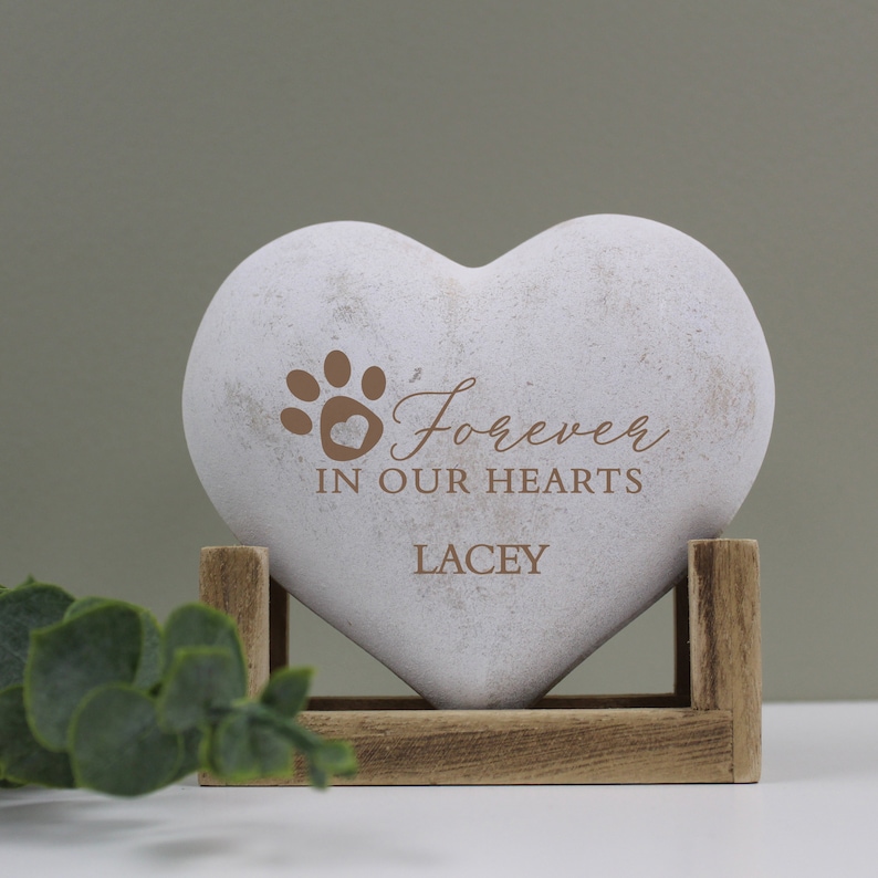Engraved pet memorial heart