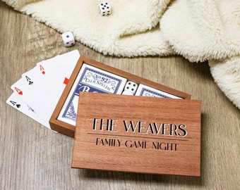 Personalized Last Name Gift | Card Game Box Family Game Night | Game Room Family Gift | Game Table Gift with Cards and Dice | Game Room Gift