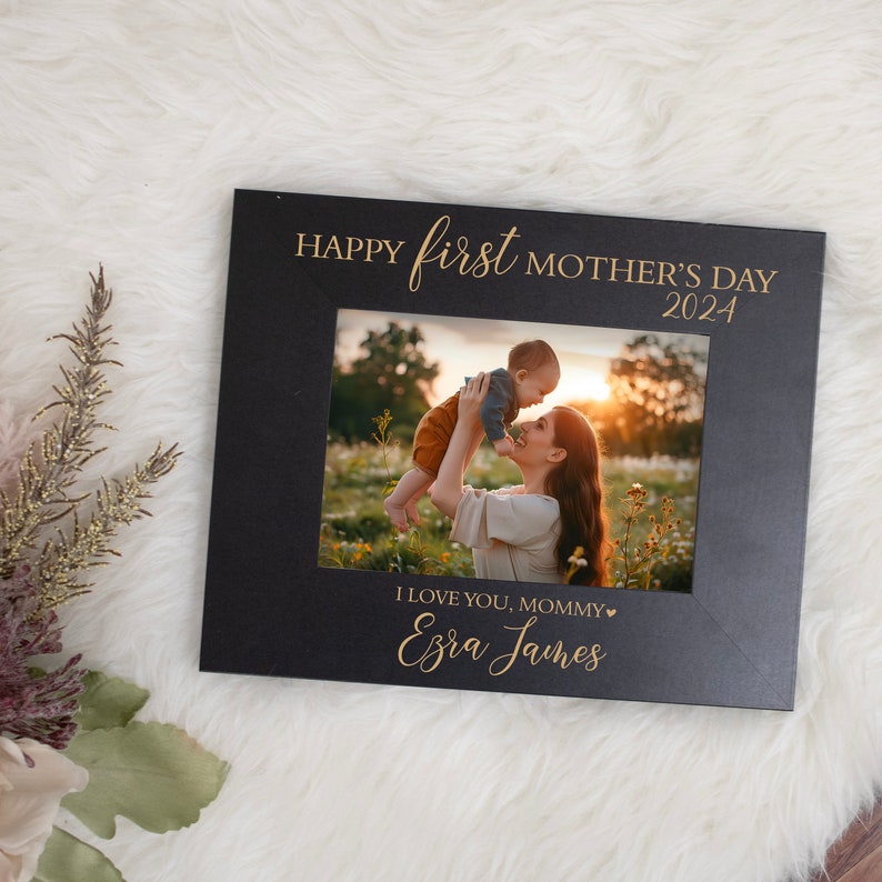 First Mother's Day Picture Frame Personalized First Mother's Day Gift from Baby Mother's Day 2024 Gift New Mom 1st Mother's Day Gift Black - Horizontal