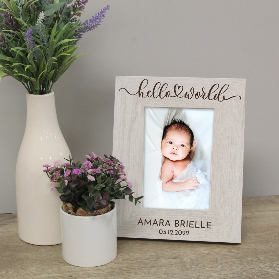 Hello World Baby Picture Frame Personalized Baby Picture Frame Newborn