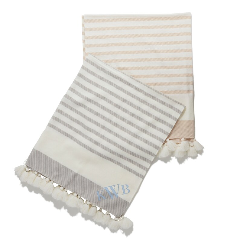 Personalized Throw Blanket with Tassels Monogrammed Grey Etsy