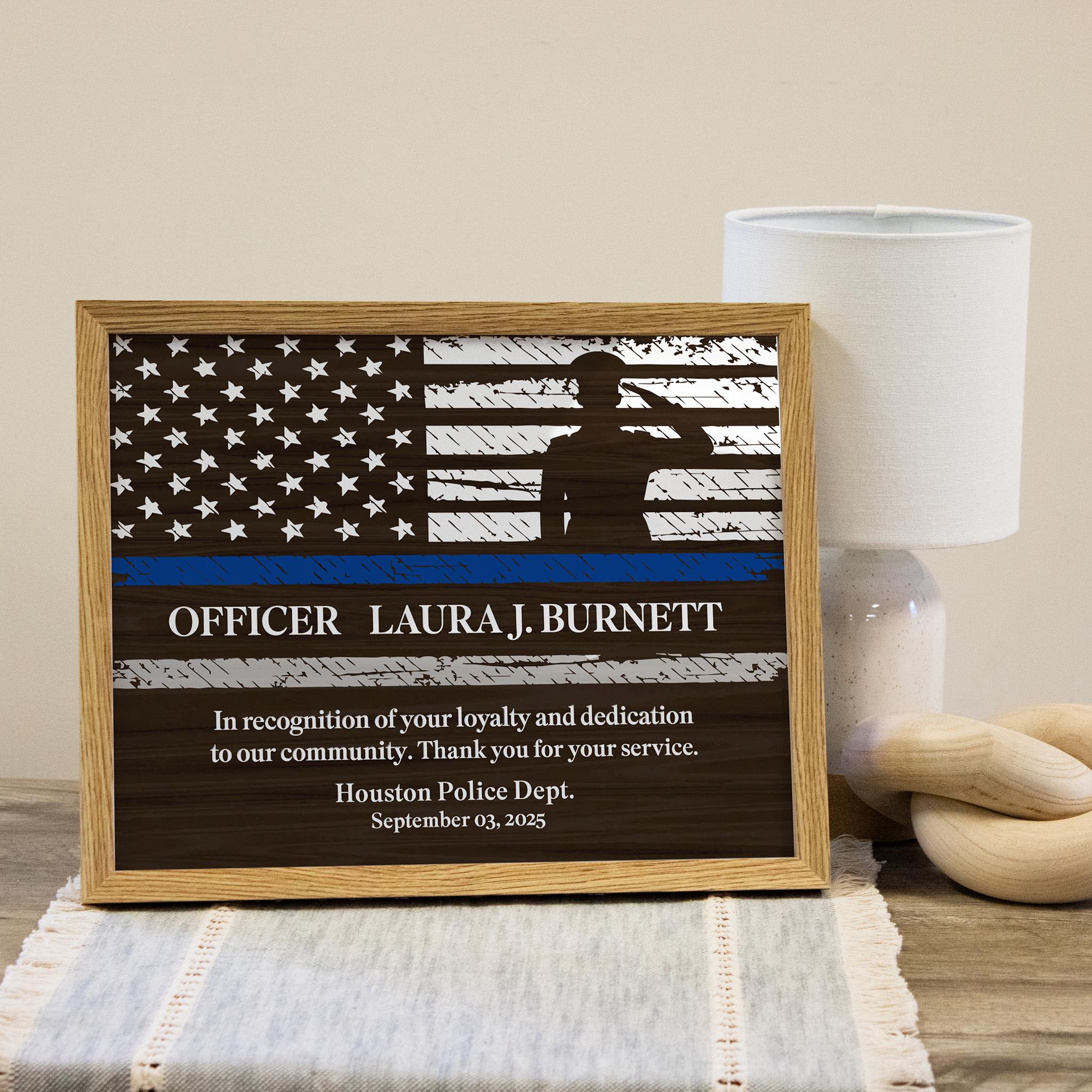 Police Officer Retirement Gift Sign | Personalized Thin Blue Line ...