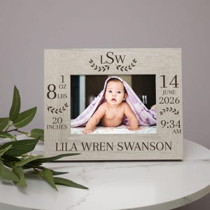 Monogrammed Baby Picture Frame | Baby Birth Stats Picture Frame | Baby Birth Announcement Picture Frame | Personalized Baby Photo Frame
