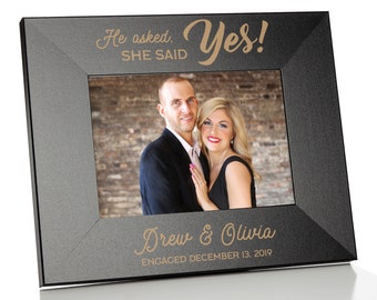 Personalized Engagement Picture Frame | Picture Frame for Engaged Couple | She Said Yes Picture Frame with Names | Custom Engagement Gift