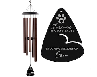 Carillon éolien Pet Forever In Our Hearts | Carillon éolien commémoratif pour animal de compagnie à personnaliser | Carillon éolien commémoratif pour chien | Cadeau de perte d'un animal de compagnie | Cadeau de sympathie pour animal de compagnie