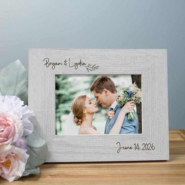 Personalized Wedding Gift for Couples | Wedding Picture Frame | Engraved Anniversary Picture Frame | Custom Engraved Wedding Photo Frame