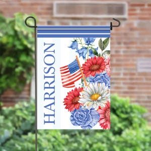 Patriotic Garden Flag | Personalized Fourth of July Flag | American Garden Flag with Name | Patriotic Decor | USA Home Decor | 4th of July