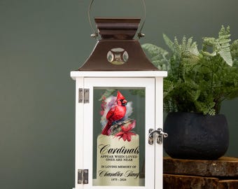 Cardinal Memorial Lantern | Personalized Sympathy Lantern with Red Cardinal | Cardinals Appear Bereavement Gift | Custom Remembrance Lantern