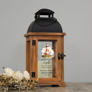 Lighthouse Memorial Lantern | Personalized Sympathy Lantern with Lighthouse | Light My Way Bereavement Gift | Custom Nautical Remembrance