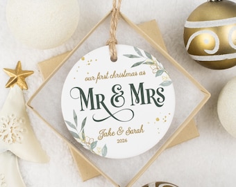 First Christmas as Mr & Mrs Ornament | Personalized Married Couple Tree Decor | Christmas Wedding Gift Keepsake | Custom Bridal Shower Gift