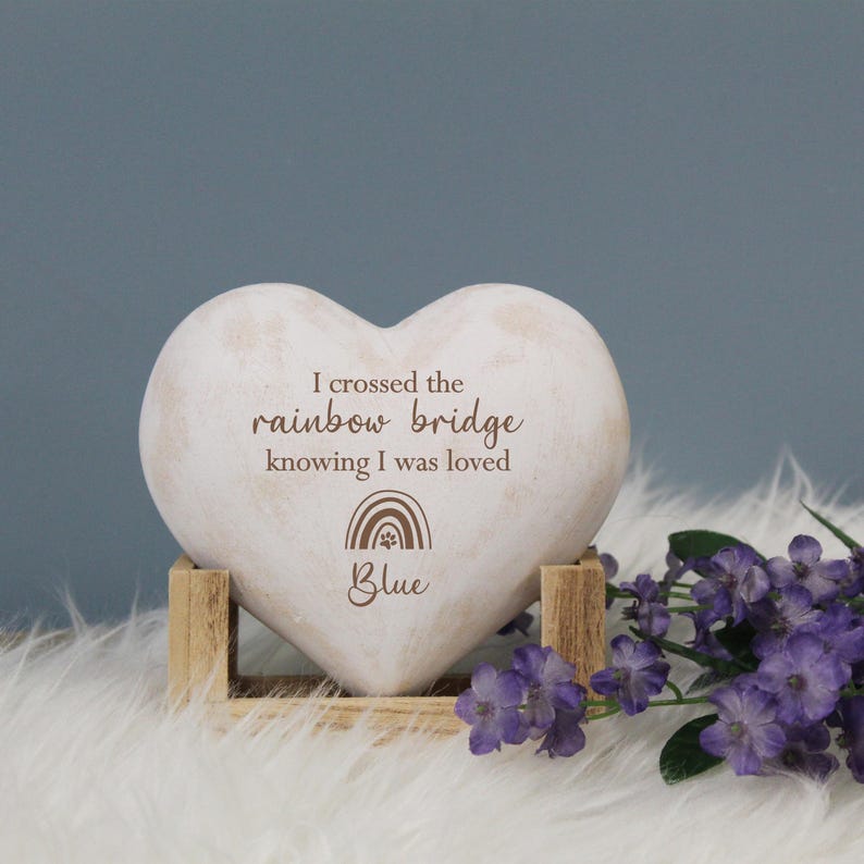 wooden heart pet memorial gift