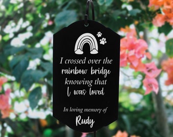 Pet Rainbow Bridge Garden Stake | Crossed Rainbow Bridge Pet Memorial Gift | Personalized Pet Loss Gift | Dog Memorial Garden Stake