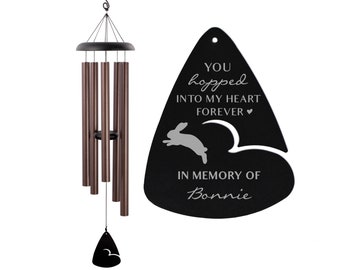 Custom Bunny Memorial Wind Chime | Rabbit Sympathy Wind Chime Personalized | Rabbit Memorial Wind Chime | Loss of Bunny Pet Remembrance Gift