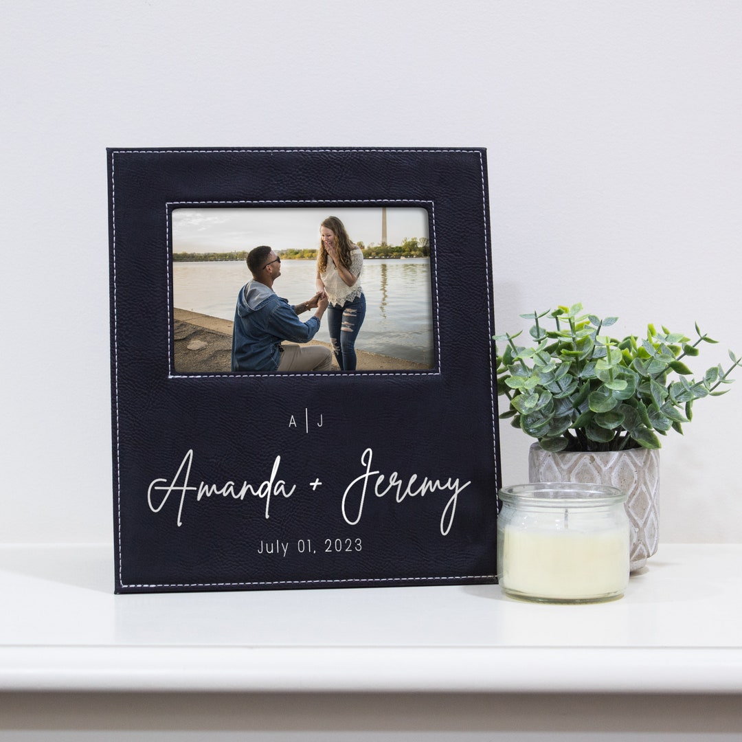 Personalized Engagement Picture Frame Custom Wedding Frame Custom Bridal Shower Gift Monogram