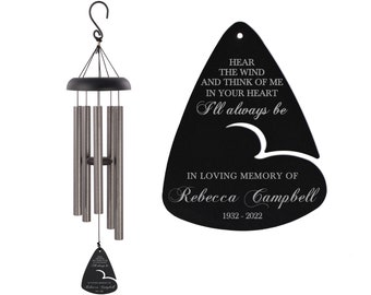 Hear the Wind Memorial Chime | In Your Heart I'll Always Be Wind Chime | Custom Wind Chime Memorial | Personalized Sympathy Wind Chime