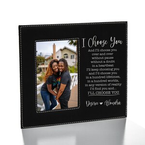 I Choose You Picture Frame | Personalized Gay Couple Picture Frame | LGBTQ Wedding Picture Frame | Picture Frame Gift for Wife or Husband Black + Silver