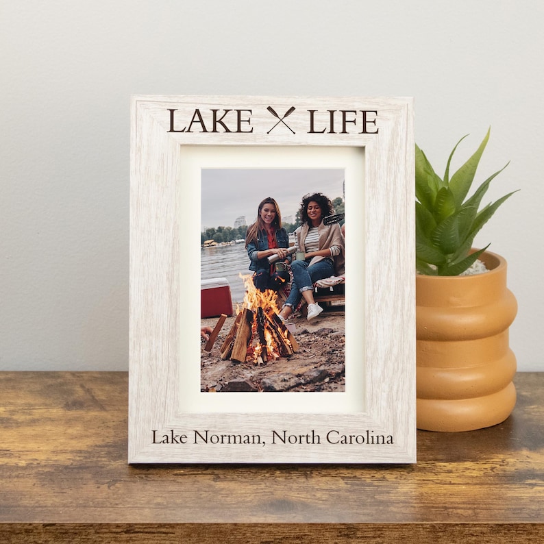 Lake Life Picture Frame | Personalized Lake Picture Frame | Lake House Decor | Lake House Picture Frame | Life is Better at the Lake Frame White - Vertical